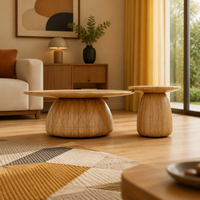 Table basse/d'appoint en bois massif de style européen Yidao Creative, cadre en acier inoxydable, design simple, de la marque IDAO Global Supermarket.