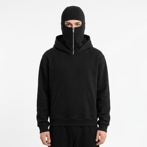 Felpa da Uomo Personalizzata con Doppio Strato di Maniche Lunghe, 400 GSM, Stile Balaclava, Reversibile, Modieuze Leren Mouw, Vestibilità Rilassata - Product Image 3