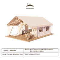 Tente de glamping de luxe de haute qualité pour l'extérieur, tente de camping pour hôtel-resort avec salle de bain, grand gazebo