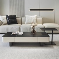 Table basse rectangulaire en bois massif, style chinois moderne, luxe minimaliste, durable, haut de gamme, noire, pour salon.
