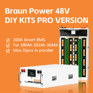 EU PL <span class=keywords><strong>Braun</strong></span> Power Kits de bricolage Version Pro 48V 15KWH LiFePO4 boîtier de batterie JK 16S 200A BMS 51.2V 280AH 314AH boîtier d'assemblage RS485/CAN - Product Image 4