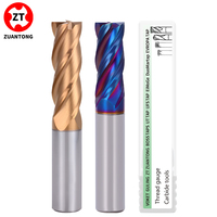 Fraise à queue en carbure monobloc à 4 dents pour usinage CNC, fraise carrée en carbure de tungstène pour le traitement de l'acier et du fer HRC55/65/70 D1-D20