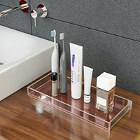Acrylique salle de bain plateau baignoire salle de bain vanité organisateur clair parfum stockage comptoir pour savon serviette tissu bougie plante