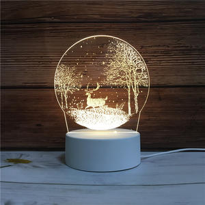 Lampe 3D Cerf Lumineuse, Lampes de Table LED Décoratives, Lampes de Bureau à Recharge Automatique, Cadeau Adorable en Acrylique, Veilleuses LED avec Base en ABS, Décoration Cadeau - Product Image 4