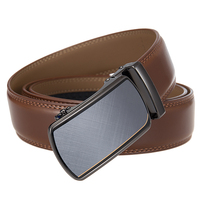 Ceinture en cuir pour homme avec logo personnalisé, boucle automatique sans trou, ceinture à cliquet, ceinture de costume formelle décontractée pour homme, noir, marron