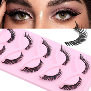 Wholesale 100% Cruelty Free Vegan 5-pairs Pack Mink <strong>Eyelash</strong> Soft Natural Cat Eye Wispy Full Strip <strong>Eyelashes</strong> - Product Image 3