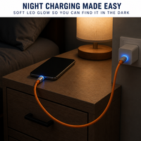 Câble USB A vers Type C Micro USB en alliage de zinc, charge rapide, transfert de données, avec indicateur LED pour téléphone et tablette (vente en gros)