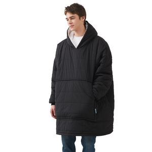 Vente en gros de sweat-shirt à capuche unisexe <span class=keywords><strong>Sherpa</strong></span> imperméable et long surdimensionné personnalisé avec fermeture éclair pour la maison - Product Image 4