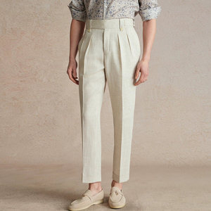 <span class=keywords><strong>Pantaloni</strong></span> Formali da Uomo, Classici Casual a Gamba Dritta, <span class=keywords><strong>Pantaloni</strong></span> in <span class=keywords><strong>Misto</strong></span> <span class=keywords><strong>Lino</strong></span>, Servizi di Produzione OEM - Product Image 3