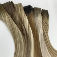 Estensioni per capelli Genius Weft di alta qualità, tagliabili, a doppia trama, in capelli vergini Remy Raw russi, 50g/sacchetto