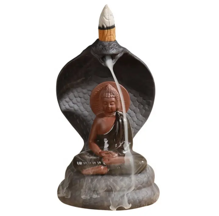 Фиолетовая глина Будда Naga змея Боже наблюдающий за дымом ароматическая курильница креативная индийская статуя змеи конфорка ремесла