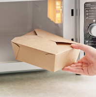 Échantillon gratuit Boîtes à fentes noires de qualité alimentaire Logo personnalisé Recyclable Papier kraft Sushi & Nouilles Capacité 24-66 oz Boîte à emporter