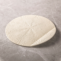 Assiette plate créative à bords incurvés, plateau en céramique de service, ensemble de vaisselle, plateau à fromage rond de 12 pouces pour restaurant