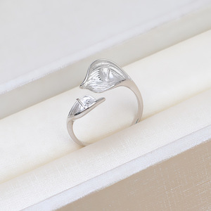 Bague ouverte en argent S925 avec double perle en forme de feuille, tendance, 23 perles de culture vivantes, accessoires de bricolage, plateau vide pour la création de bijoux, fournitures de perlage avec 5-6 perles multiples - Product Image 3