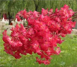 Vente en gros de branches artificielles de fleurs de cerisier rose foncé et blanc pour les décorations de mariage à la maison
