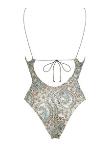 Traje de baño de una pieza con estampado Paisley Boho 2026 para mujer, con escote en V profundo, tirantes finos y corte alto, ropa de playa al por mayor - Product Image 5