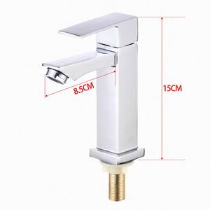 Nhà Máy Phòng Tắm Bồn Rửa Tap Deck Mounted Chrome Đơn Nước Lạnh Rửa Tay Kẽm Cơ Thể Vuông Đơn Xử Lý Lưu Vực Vòi Nhà Cung Cấp - Product Image 2