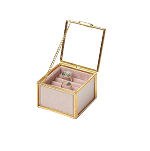 Boîte à bijoux en laiton et en verre au Design personnalisé, boîte à bijoux Antique, vente en gros, - Product Image 1