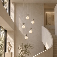 Suspension moderne en nickel et albâtre, style nordique, pour îlot de cuisine ou chevet