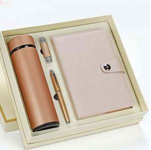 Business 4 Piece <b>Set</b> Company Business Gifts Vacuum Cup Pen <b>Notebook</b> U Disk Leather Luxury VIP Office Stationery Gift <b>Set</b> - Product Image 3
