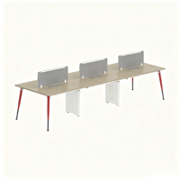 Poste de travail modulaire pour bureau, système de bancs de bureau pour 6 personnes avec cloison pour mobilier de bureau d'entreprise