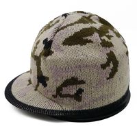 Bonnet en tricot acrylique doux à visière, jacquard à carreaux de luxe, avec broderie tête de mort, pour casquettes streetwear haut de gamme avec logo personnalisé