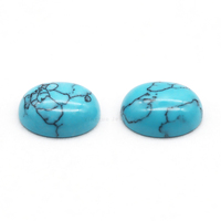 Prix des pierres précieuses synthétiques en turquoise verte ronde de forme cabochon à dos plat créées en laboratoire Yingtuo