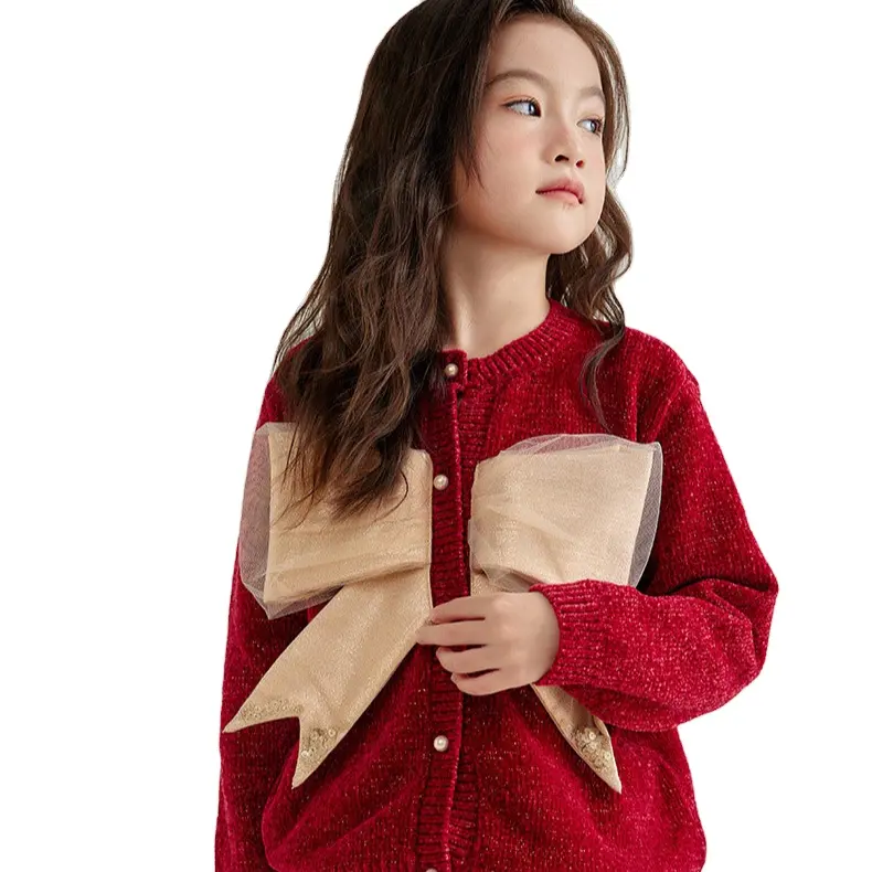 Лидер продаж, Рождественская одежда для детей, модный свитер в современном стиле с бантом, пальто для детей 1-50 лет, Детская верхняя одежда
