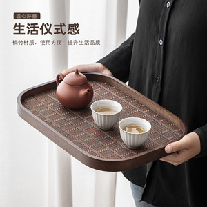 Plateau en bois naturel, assiette à pâtisserie de style japonais pour la maison, assiette à raviolis de qualité alimentaire, plateau de rangement, plateau rectangulaire pour aliments cuits - Product Image 2