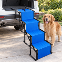 Escalier pour chien à 4 marches pour coffre de SUV, marchepieds portables pour animaux de compagnie avec barrières latérales pour grands chiens âgés, voyages en voiture, bleu OEM ODM