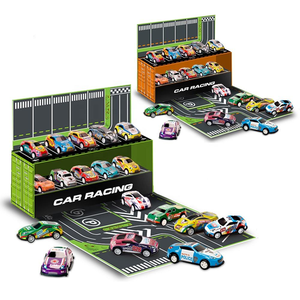Ensemble <span class=keywords><strong>de</strong></span> voitures <span class=keywords><strong>de</strong></span> course miniatures en métal moulé sous pression, avec boîte <span class=keywords><strong>de</strong></span> rangement, portable, cadeau idéal pour les enfants - Product Image 1