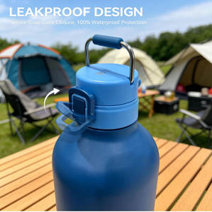 Bouteille d'eau isotherme en acier inoxydable <span class=keywords><strong>de</strong></span> 64 oz, design américain, écologique, performance thermique <span class=keywords><strong>de</strong></span> 12 à 24 heures, couvercle en plastique - Product Image 5