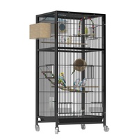 Volière rectangulaire en fer épaissi avec cadre en plastique pour oiseaux, idéale pour perruches, calopsittes, mynas – Grande boîte d'élevage facile à assembler