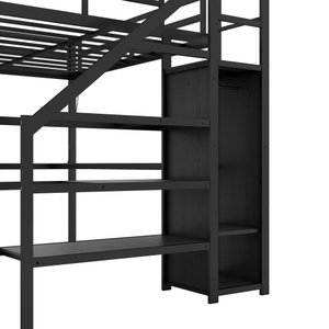 <span class=keywords><strong>Lit</strong></span> superposé multifonctionnel moderne en métal, taille double, avec bureau, armoire et éclairage LED pour école, hôtel, villa, hôpital, chambre à coucher, appartement - Product Image 5