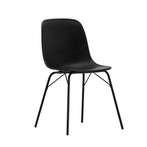 بيع بالجملة قاعدة فولاذية تجارية مزدوجة قابلة للتكديس ، كرسي طعام PP سريع التجميع للمطعم ، أثاث مقهى بيسترو - Product Image 1