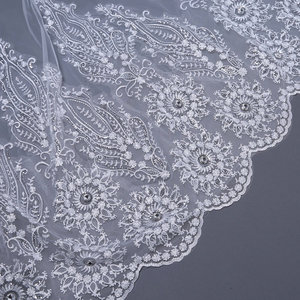 Qushine-velo de novia de cola europea y americana, accesorios exquisitos de encaje de lentejuelas y diamantes, gran oferta - Product Image 4