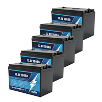 Batería LiFePO4 de 12.8V 100Ah, Ciclo Profundo, Fosfato de Hierro y Litio Recargable, 1280Wh, Almacenamiento de Energía Solar