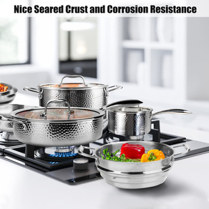 Nuevo diseño, 14 piezas, patrón de martillo moderno, triple acero inoxidable, ecológico, duradero, saludable, ollas y <span class=keywords><strong>sartenes</strong></span> para cocinar - Product Image 2