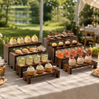 Lot de 2 présentoirs pliables en bois à 8 niveaux pour cupcakes, empilables, style ferme, pour desserts et fêtes