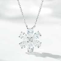 Collier Fleur en Argent S925 avec Rubis pour Femme, Pendentif Marguerite Camélia, Chaîne Clavicule en Pierre Rouge, Bijoux en Gros