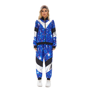 Conjunto Retro de Chaqueta y Pantalones Estilo Disco de los 80, Unisex, Diseño de Cielo Estrellado, Ligero, para Fiestas Hip Hop - Product Image 5