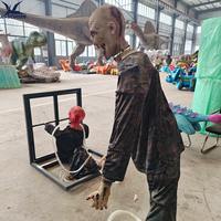 Modèle de zombie sanglant animé électrique avec capteur de mouvement réaliste, animatronique, accessoire d'horreur pour Halloween, maison hantée, fête et événements.