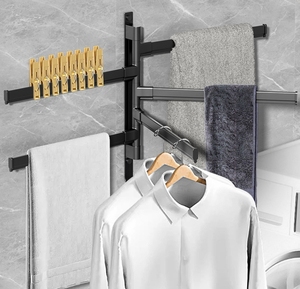 Porte-serviettes multifonctionnel rotatif à 180 degrés en plastique pour salle de bain et <span class=keywords><strong>cuisine</strong></span> <span class=keywords><strong>Barre</strong></span> de suspension pour le bain et le rangement des chiffons - Product Image 6