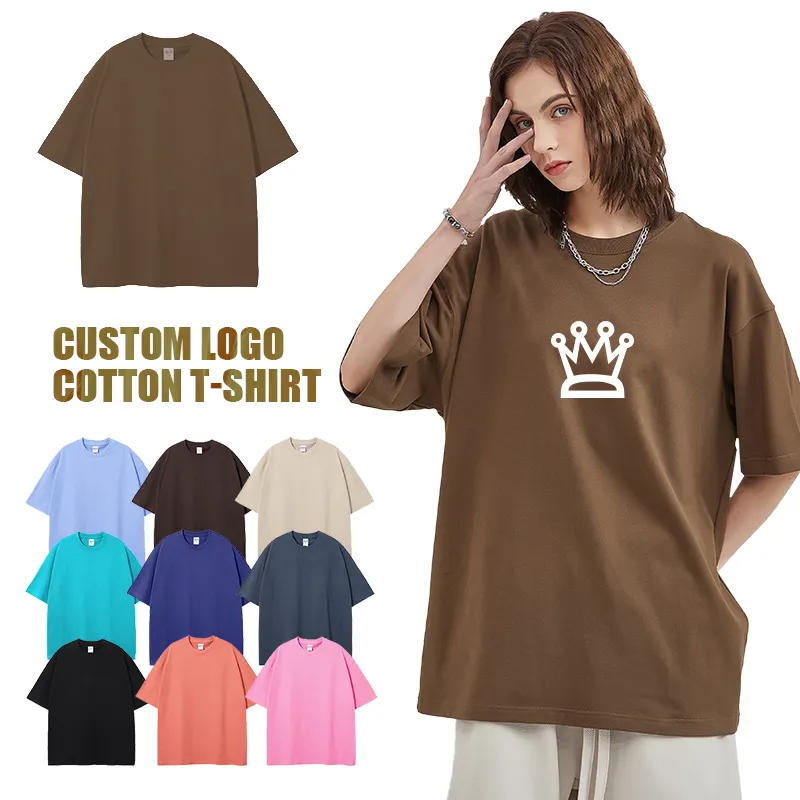 Camiseta 100% algodão para mulheres, camiseta personalizada de manga curta estilo High Street, gola redonda, de alta qualidade