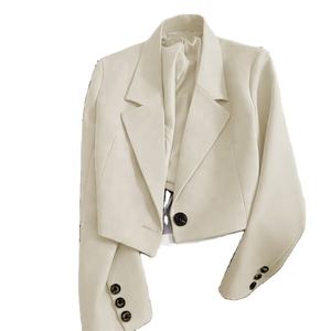 Nouveau col en V dames bouton unique court Blazers femmes mode manteau - Product Image 4
