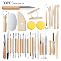 Ensemble d'outils d'artisanat en argile polymère Paul Cézanne de 33 pièces avec des outils en bois, en acier inoxydable et en éponge métallique pour la sculpture en poterie