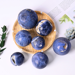 Wholesale Natural Geode Gemstones <b>Ball</b> Smooth Blue Coral Stone <b>Crystal</b> Sphere for Decoration - Product Image 3