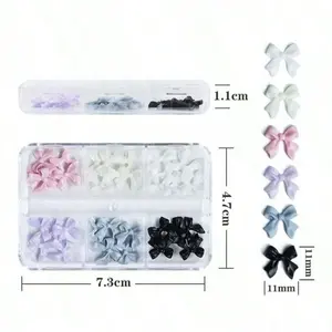 Beauty Tools 30 White Ribbon Resin Bow Nail Art Decoration Accessories Supplies for DIY Korean Manicure Design