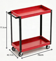Chariot à outils robuste à 2 niveaux en acier inoxydable poli, résistant à la rouille, avec roues à frein de 4 pouces, chariot de rangement à 2 étagères, plateau OEM
