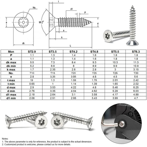 Tornillo <span class=keywords><strong>Autorroscante</strong></span> de Seguridad Antimanipulación para Madera, de Acero Inoxidable 304 A2, con Cabeza Plana Avellanada Torx de Seis Lóbulos y Pasador, M2.9 M3.9-M4.8 - Product Image 2